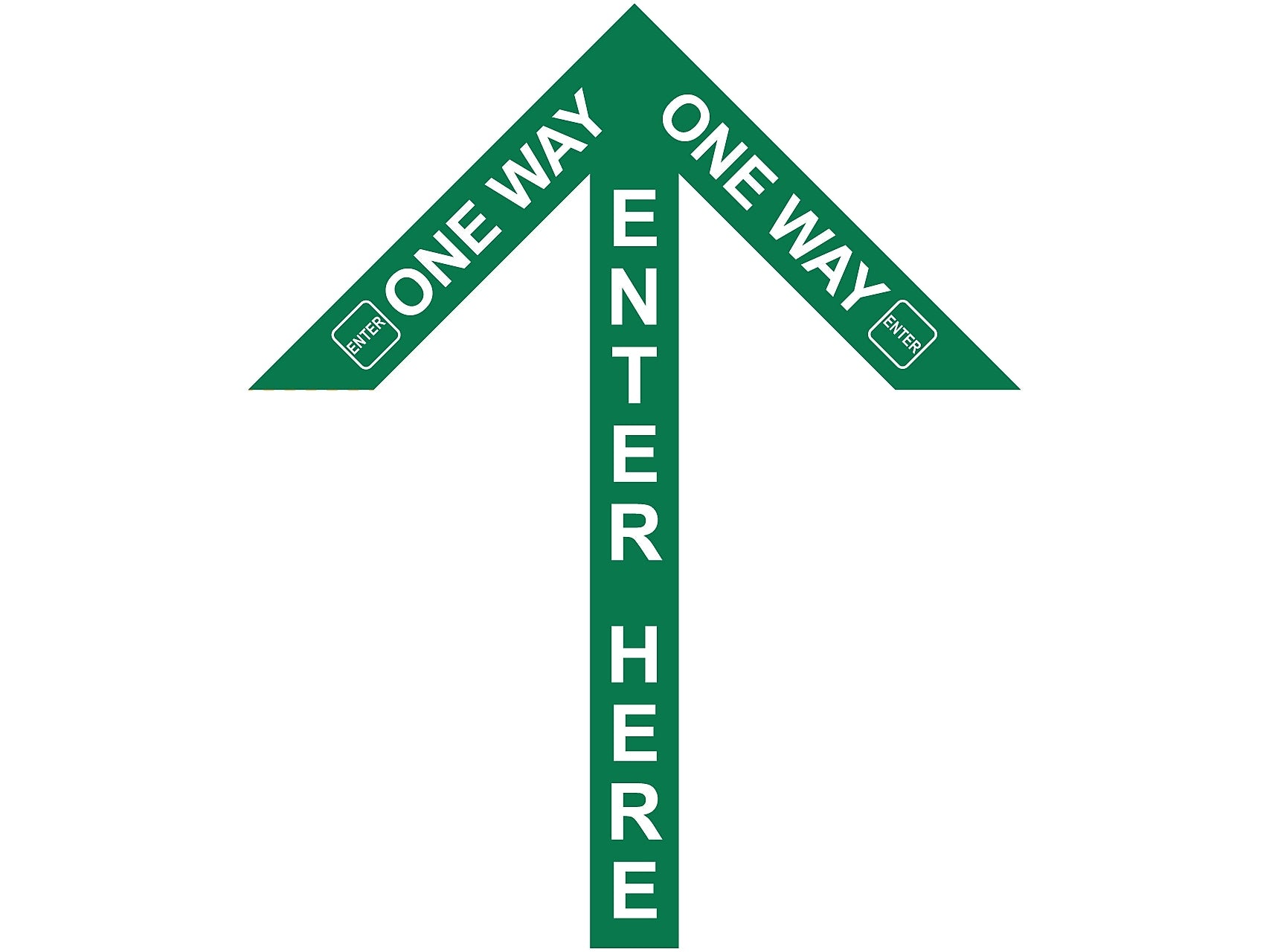 Superior Mark® Floor Decal, "One Way Enter Here", 4" tape, 41.5" x 34", Green (IN-40-987)