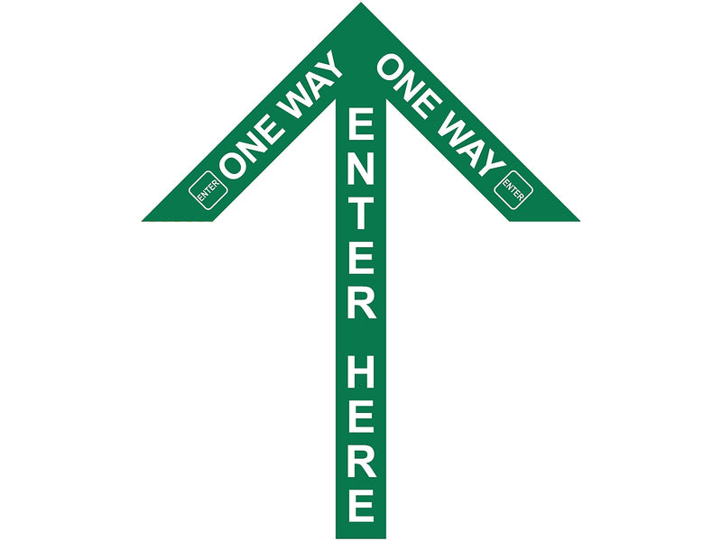 Superior Mark® Floor Decal, "One Way Enter Here", 4" tape, 41.5" x 34", Green (IN-40-987)