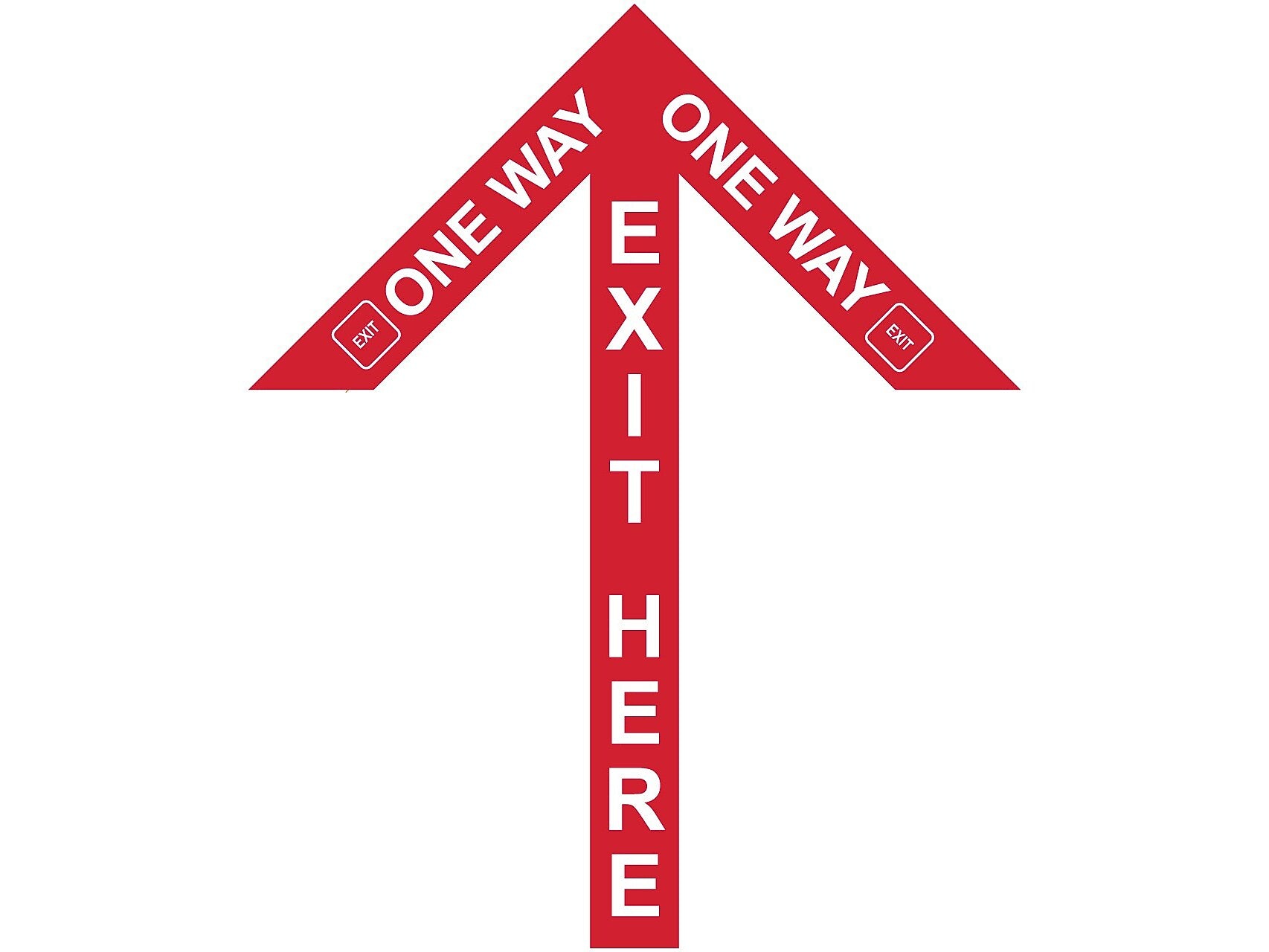 Superior Mark® Floor Decal, "One Way Exit Here", 4" tape, 41.5" x 34", Red (IN-40-984)