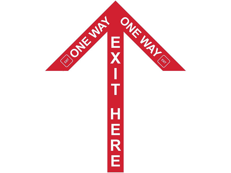 Superior Mark® Floor Decal, "One Way Exit Here", 4" tape, 41.5" x 34", Red (IN-40-984)