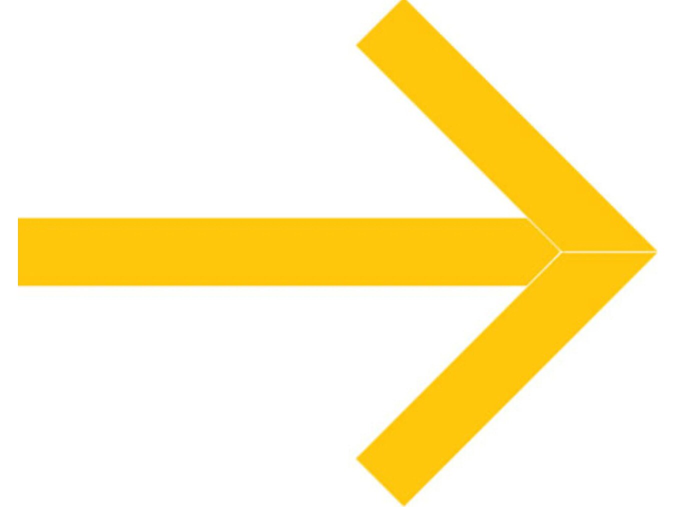 Superior Mark® Floor Decal, Arrow, 4" tape, 41.5" x 34", PVC, Yellow (IN-40-644)