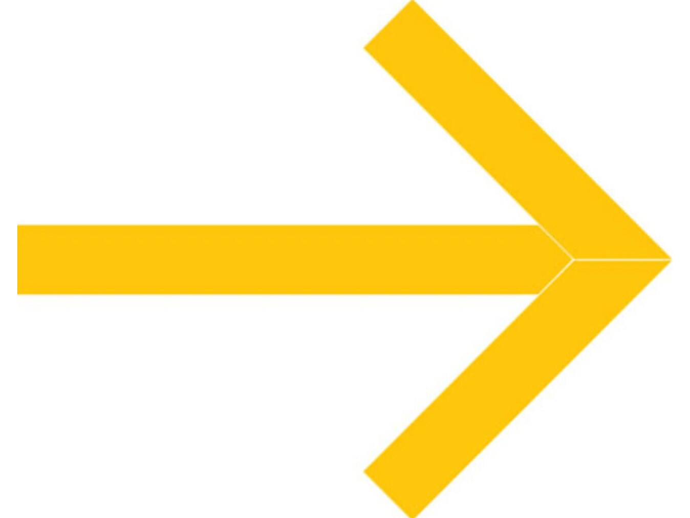 Superior Mark® Floor Decal, Arrow, 4" tape, 41.5" x 34", Vinyl, Yellow (IN-40-644-V)