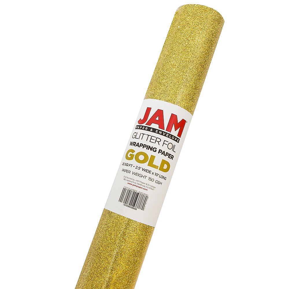 JAM Paper Wrapping Paper, 25 Sq. ft. x 30", Gold (354528185)