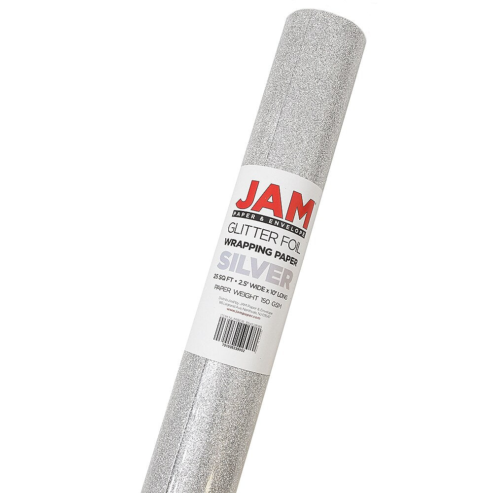 JAM Paper Wrapping Paper, 25 Sq. ft. x 30", Silver (354528189)