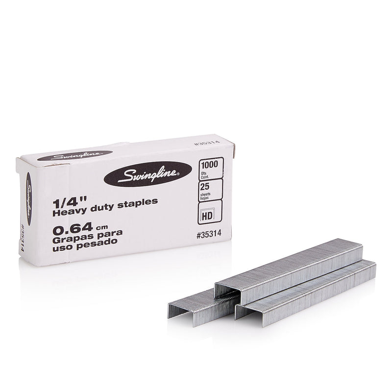 Swingline Premium Heavy Duty Staples, 1/4" Length, 100 Staples/Strip, 1,000 Staples/Box (35314)