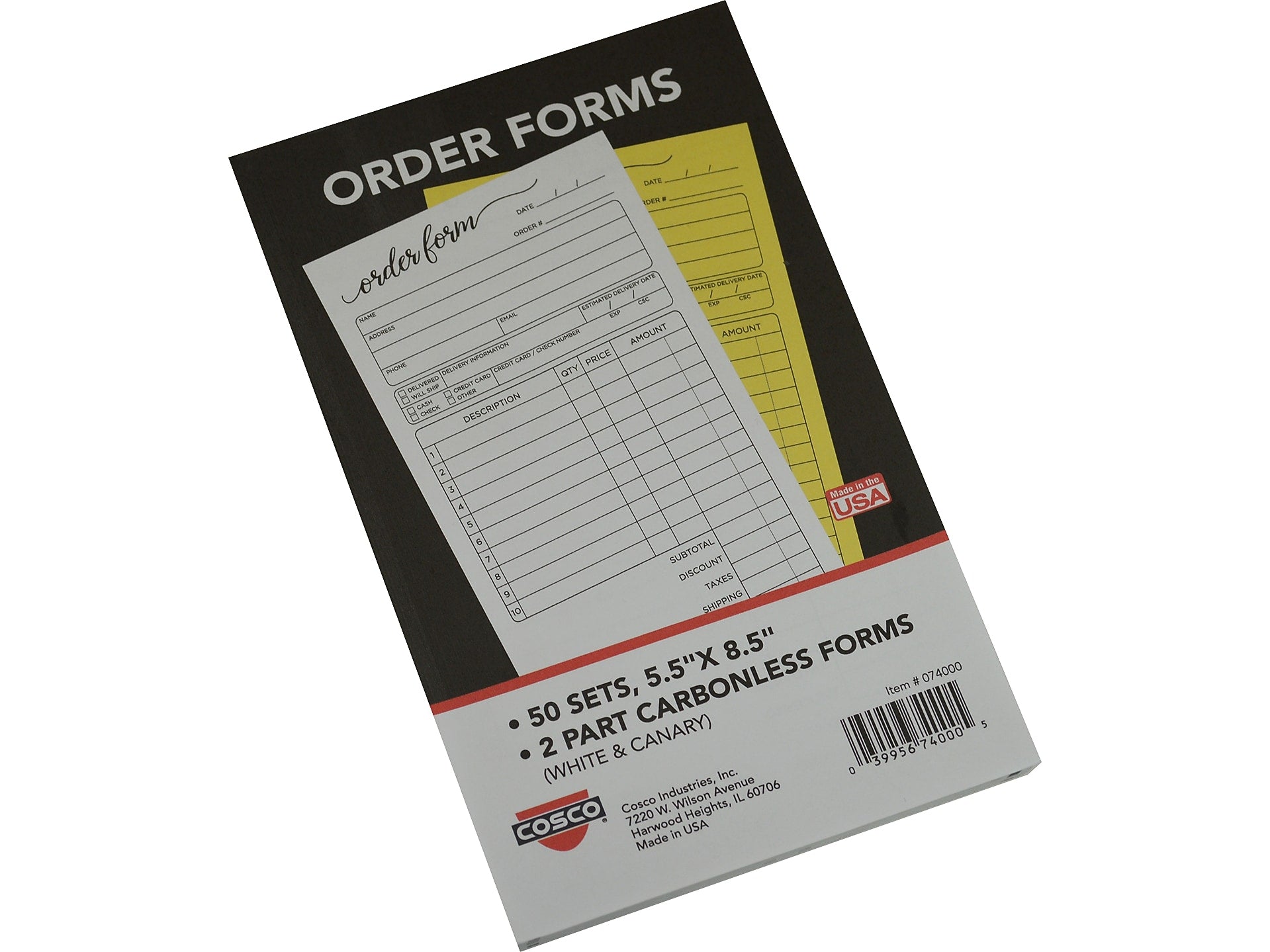 Cosco Script 2-Part Carbonless Work Orders, 5.5" x 8.5", 50 Sets/Book (074000)