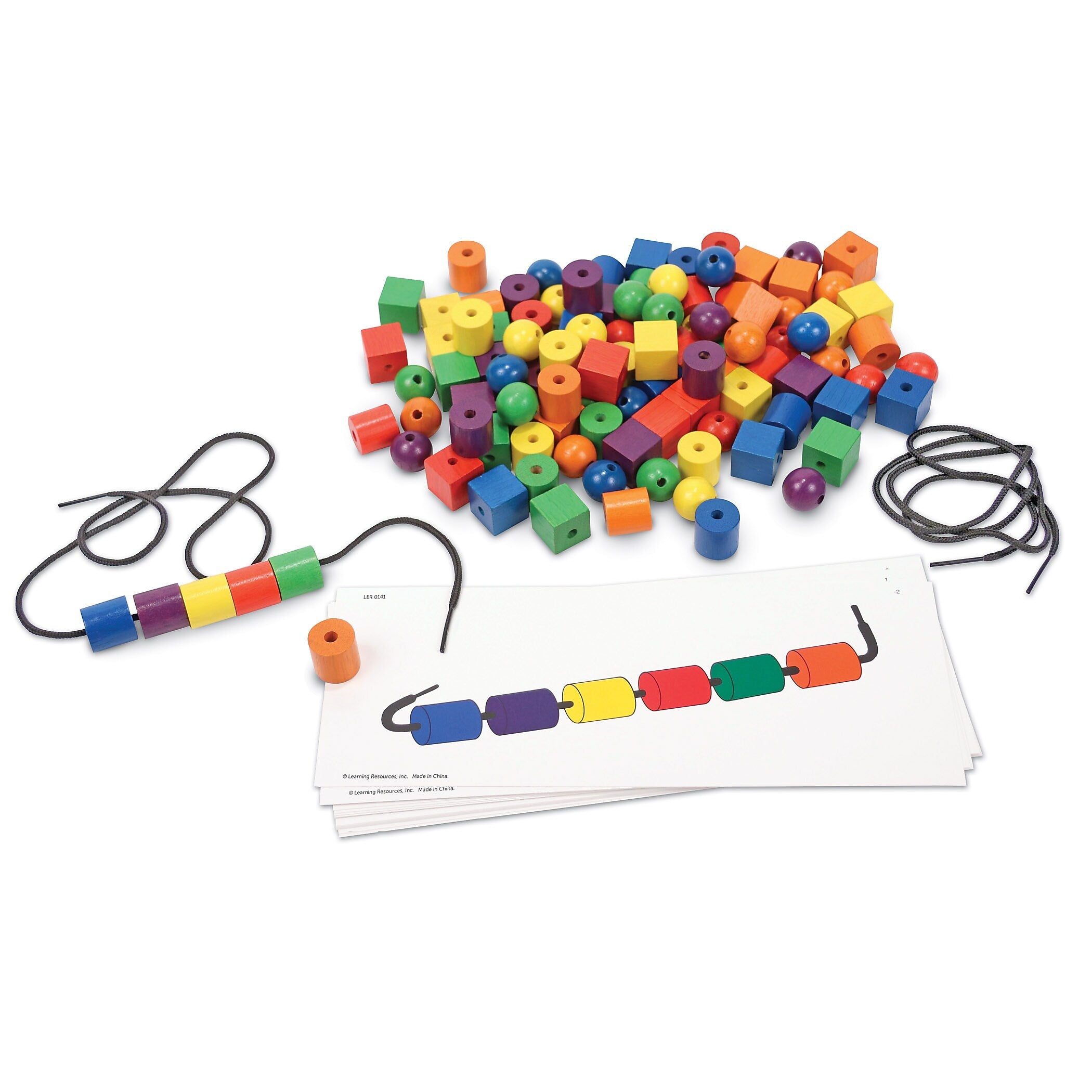 Learning Resources Beads and Pattern Cards Activity Set, 130/Set (LER0139)