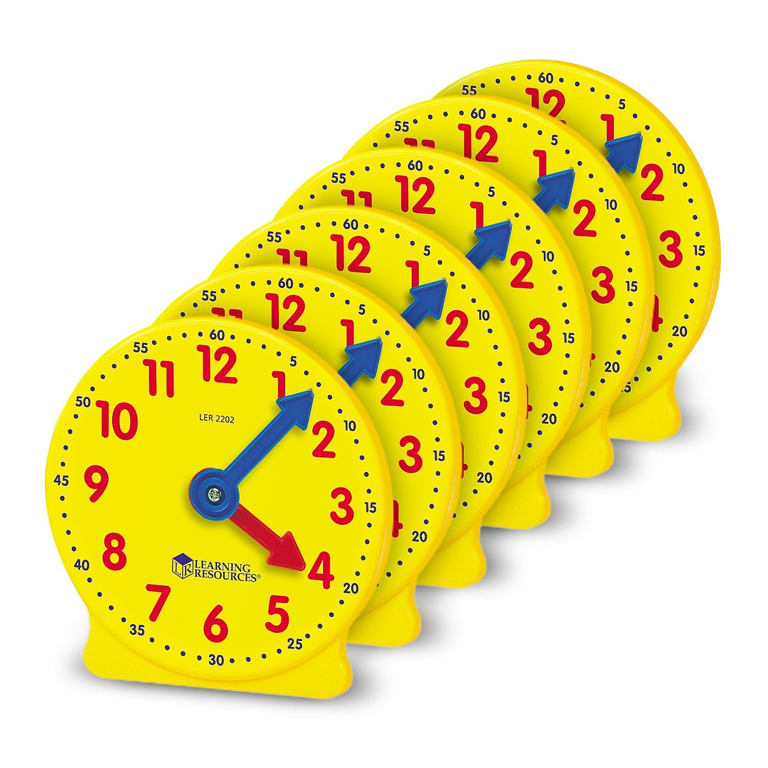 Learning Resources Extra 4 Geared Mini-Clocks, Set of 6 (LER2202)