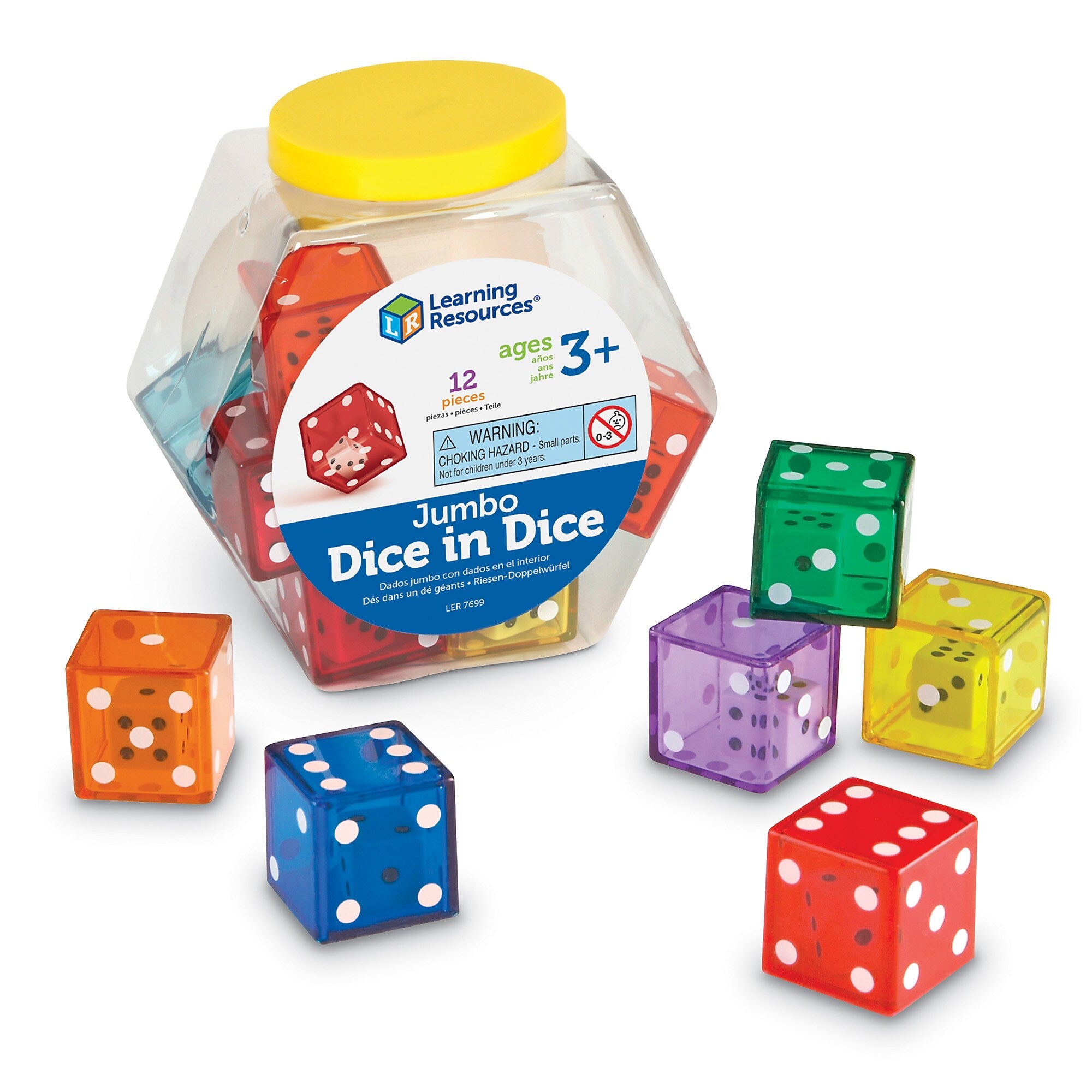 Learning Resources Jumbo Dice in Dice Jumbo Size Set, 12 Pieces (LER7699)