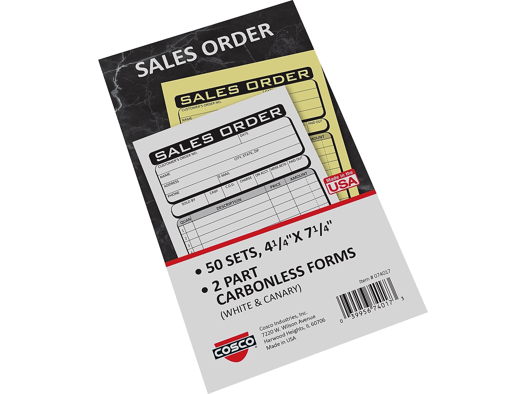 Cosco Business 2-Part Carbonless Sales Orders, 4.25" x 7.25", 50 Sets/Book (074017)