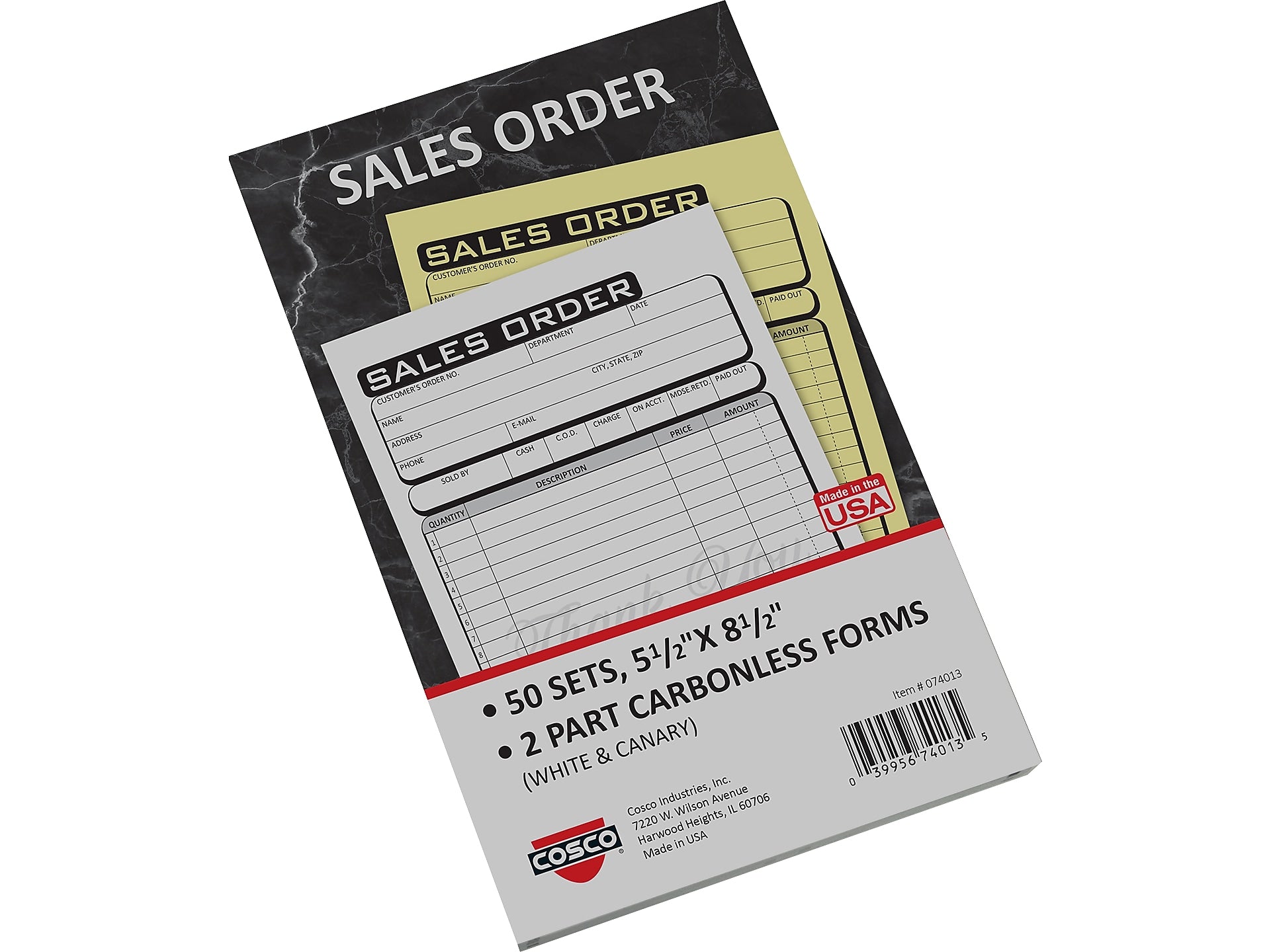 Cosco Business 2-Part Carbonless Sales Orders, 5.5" x 8.5", 50 Sets/Book (074013)