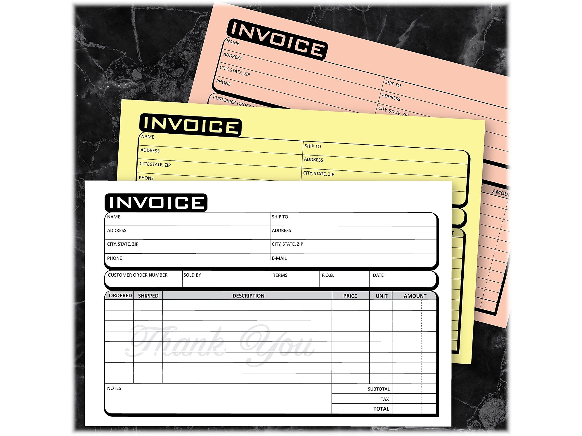 Cosco Business 3-Part Carbonless Invoices, 5.4" x 8.5", 50 Sets/Book (074010)