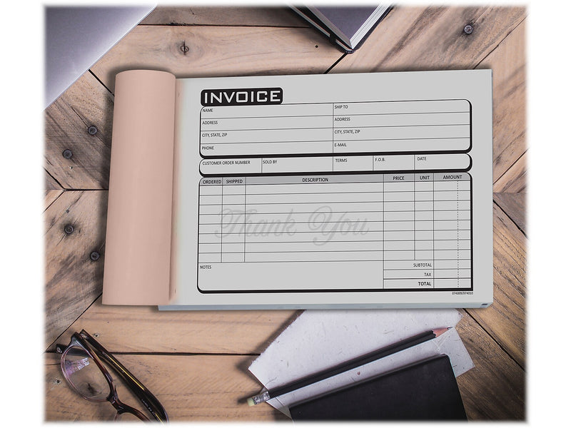 Cosco Business 3-Part Carbonless Invoices, 5.4" x 8.5", 50 Sets/Book (074010)