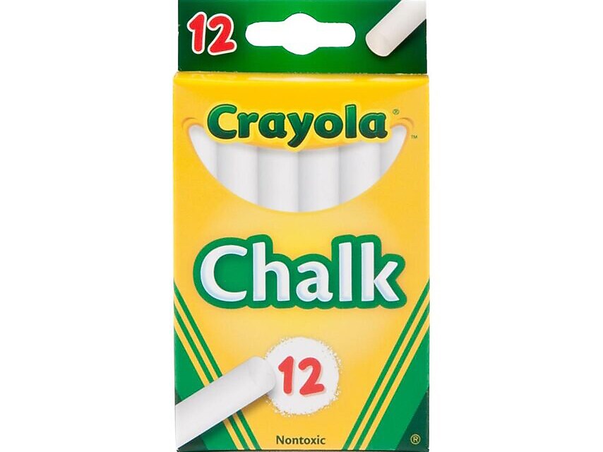 Crayola Chalkboard Chalk Sticks, White, 12/ Box, 36 Boxes/Bundle (BIN320-36)