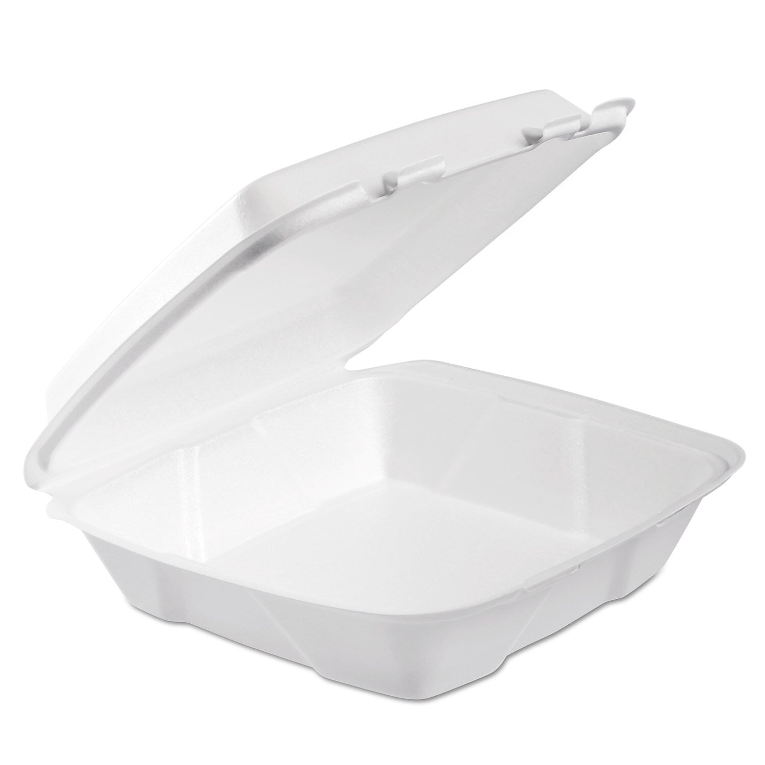 Dart® Foam Hinged Lid Container, 1-Comp, 9 x 9 2/5 x 3, White, 100/Bag, 2 Bag/Carton