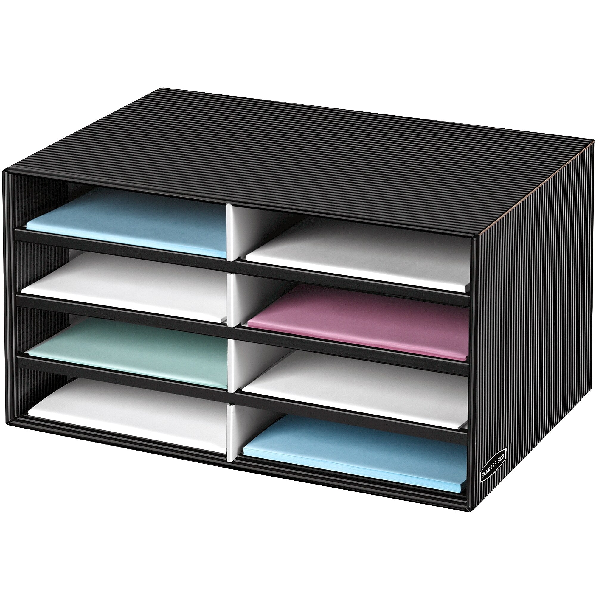 Fellowes Bankers Box 8-Compartment Literature Organizer, Black, (6170301)