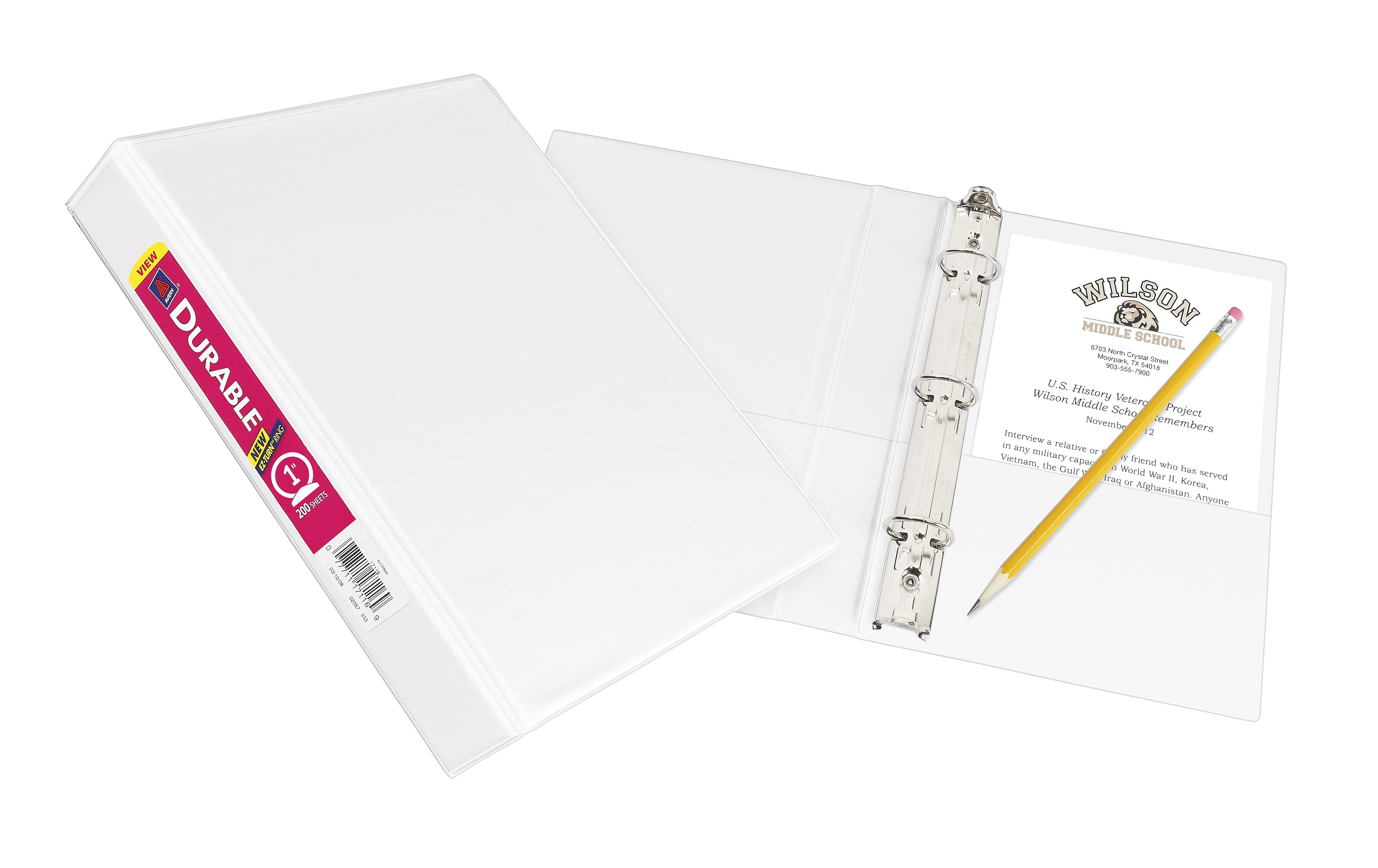 Avery Mini 1" 3-Ring View Binder, White (17116)