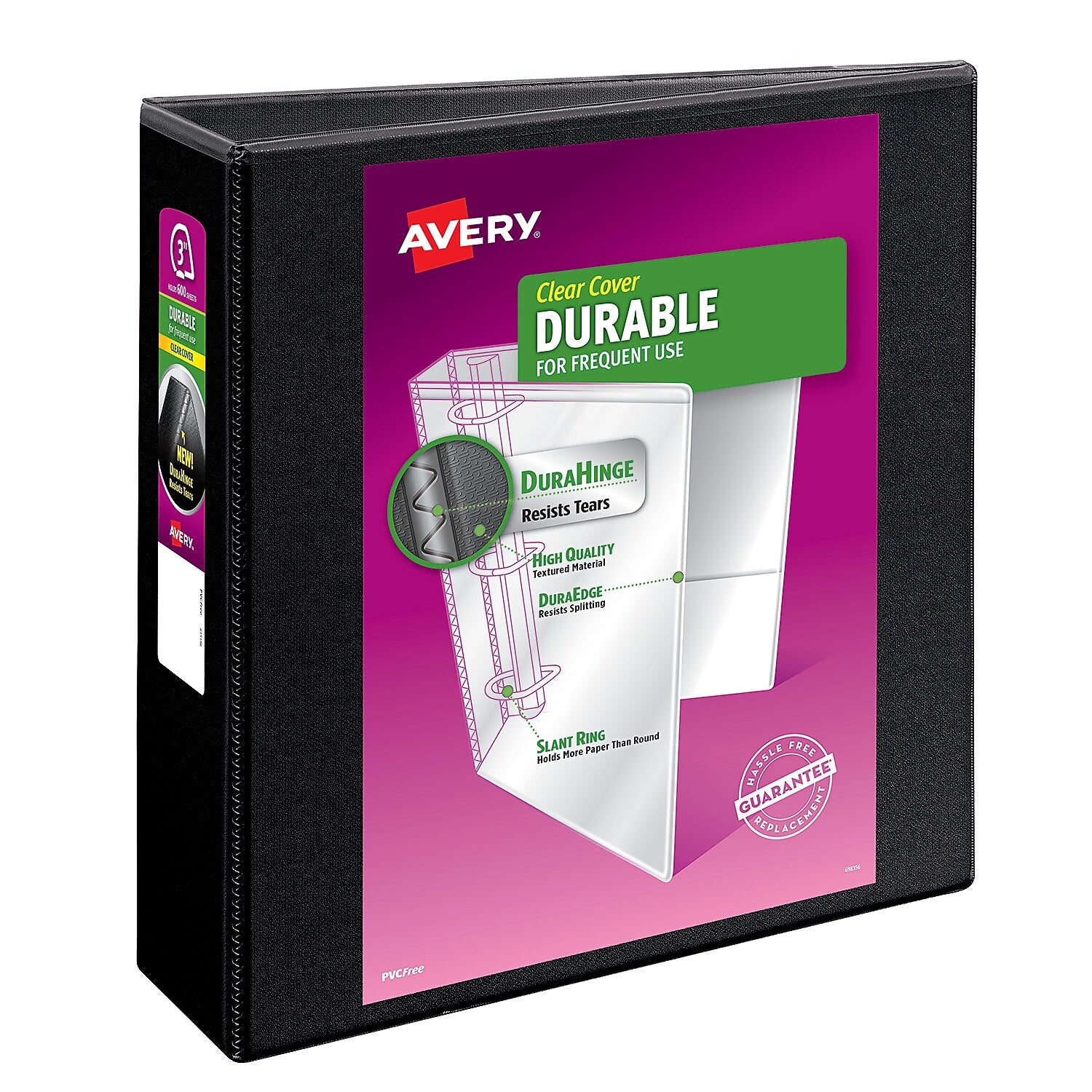 Avery Durable 3" 3-Ring View Binders, D-Ring, Black (AVE09700)