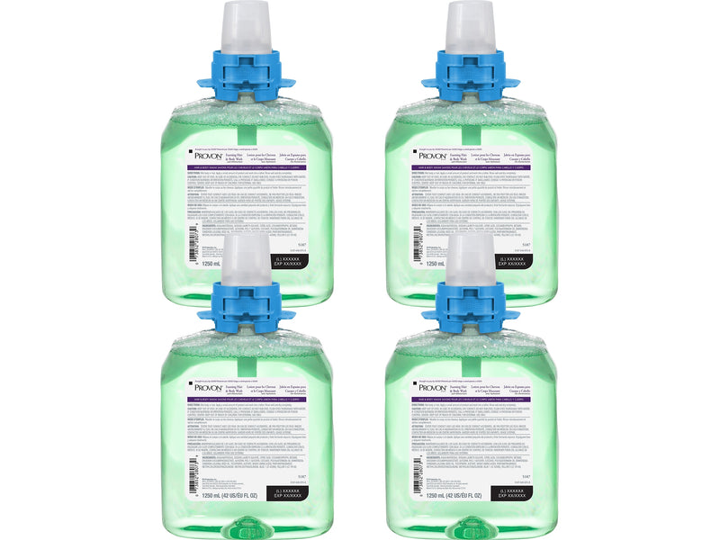 PROVON FMX12 Foaming Hair and Body Wash Refill, Cucumber/Melon, 1250mL, 4/Carton (5187-04)