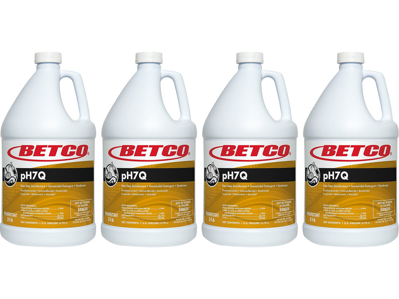 Betco pH7Q Disinfectant Liquid Bottle, Pleasant Lemon Scent, 128 oz., 4/Carton (3160400)