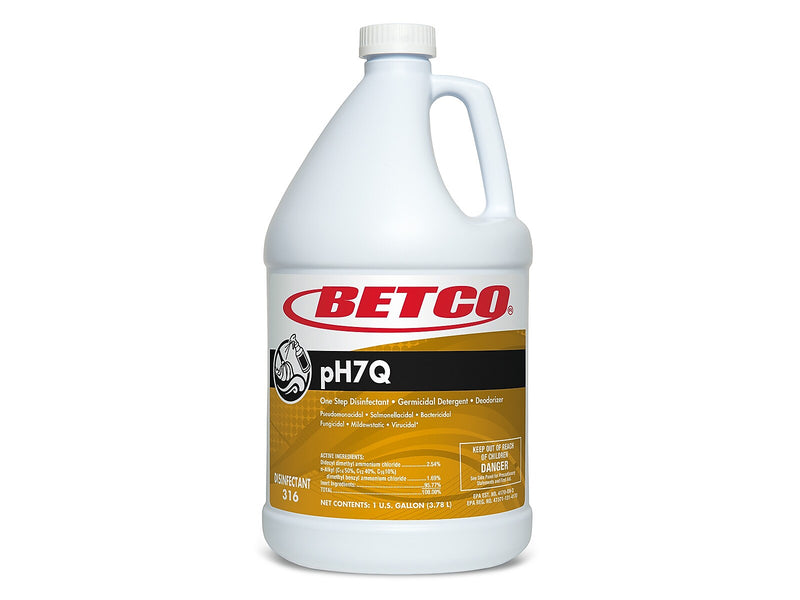 Betco pH7Q Disinfectant Liquid Bottle, Pleasant Lemon Scent, 128 oz., 4/Carton (3160400)