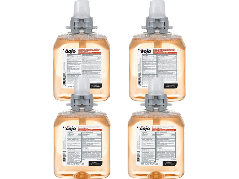 GOJO Luxury Antibacterial Foaming Hand Soap Refill for FMX12 Dispenser, Fresh Fruit Scent, 1250 ml., 4/Carton (5162-04)