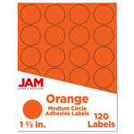 JAM Paper Circle Round Label Sticker Seals, 1 2/3" Diameter, Orange, 24 Labels/Sheet, 5 Sheets/Pack (147627053)