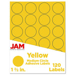 JAM Paper Circle Round Label Sticker Seals, 1 2/3 Inch Diameter, Yellow, 24 Labels/Sheet, 5 Sheets/Pack (147627067)