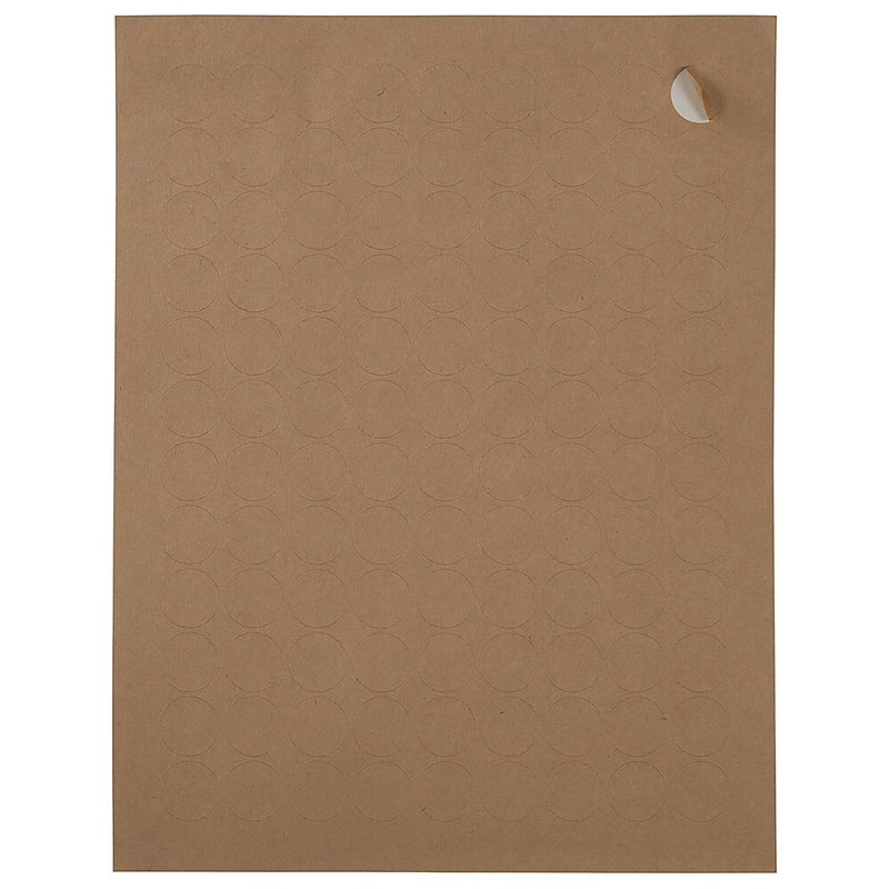 JAM Paper Circle Round Label Sticker Seals, 0.75 Inch Diameter, Brown Kraft, 108/Pack (3147612188)