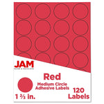 JAM Paper Circle Round Label Sticker Seals, 1" Diameter, Red, 24 Labels/Sheet, 5 Sheets/Pack (3147612194)