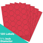 JAM Paper Circle Round Label Sticker Seals, 1" Diameter, Red, 24 Labels/Sheet, 5 Sheets/Pack (3147612194)