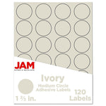 JAM Paper Round Label Sticker Seals, 1 2/3" Diameter, Ivory, 24 Labels/Sheet, 5 Sheets/Pack (147627045)