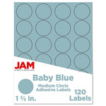 JAM Paper Round Label Sticker Seals, 1 2/3", Baby Blue, 24 Labels/Sheet, 5 Sheets/Pack (40528290)