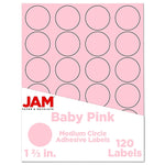 JAM Paper Round Label Sticker Seals, 1 2/3", Baby Pink, 24 Labels/Sheet, 5 Sheets/Pack (147628279)