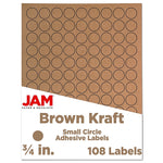 JAM Paper Circle Round Label Sticker Seals, 0.75 Inch Diameter, Brown Kraft, 108/Pack (3147612188)