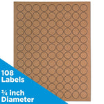 JAM Paper Circle Round Label Sticker Seals, 0.75 Inch Diameter, Brown Kraft, 108/Pack (3147612188)