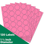 JAM Paper Circle Round Label Seals, 1 2/3" Diameter, Ultra Pink, 24 Labels/Sheet, 5 Sheets/Pack (147627062)