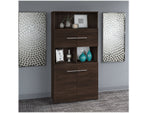 Bush Business Furniture Office 500 70"H 5-Shelf Bookcase with Doors, Black Walnut (OFB136BW)