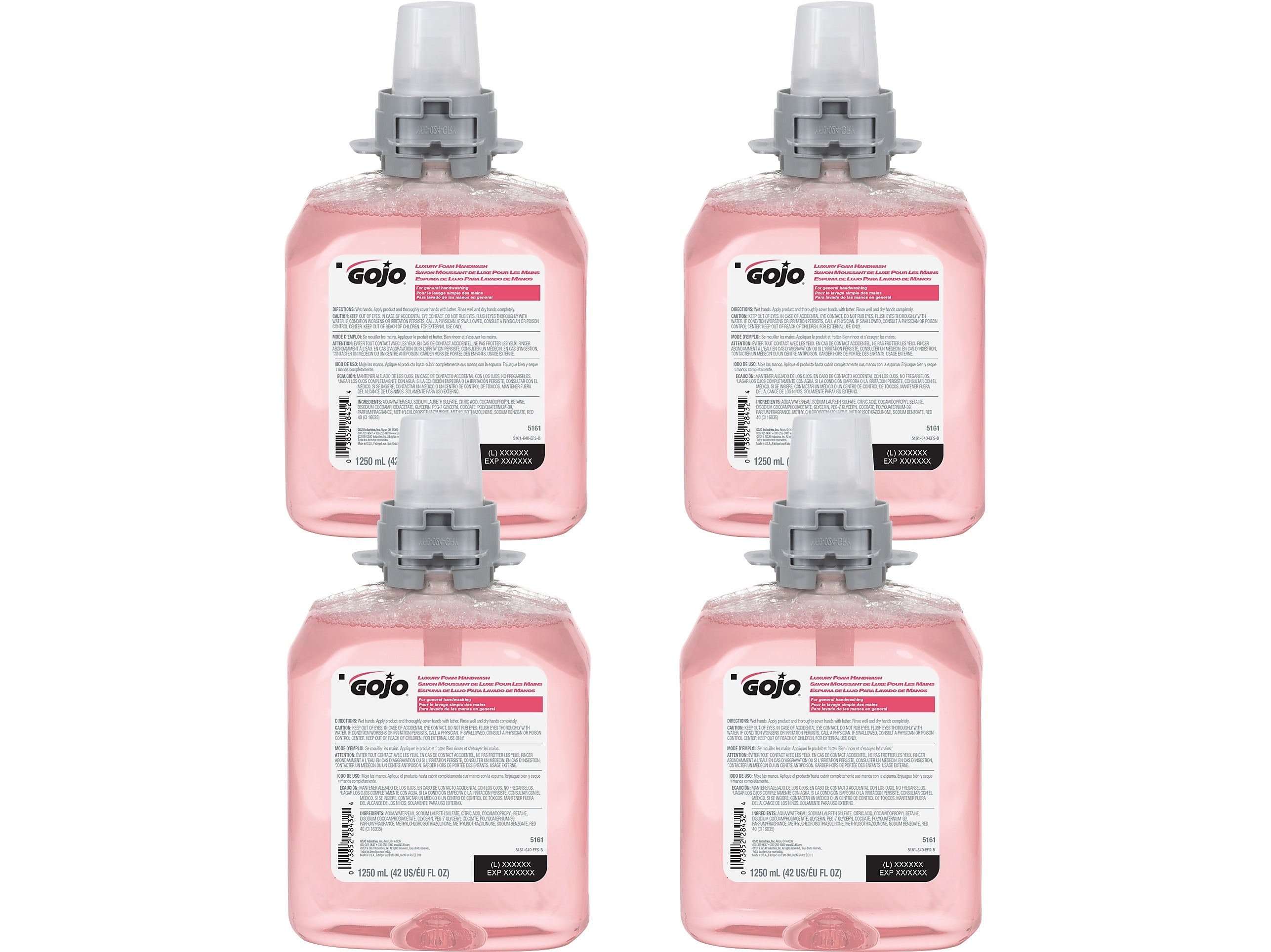 GOJO Luxury Foaming Hand Soap Refill for FMX12 Dispenser, Cranberry Scent, 1250 ml., 4/Carton (5161-04)