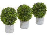 Nearly Natural Topiary Boxwood Plant in Pot, 3/Pack (4340-S3)