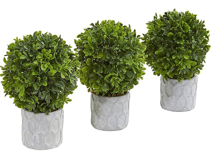 Nearly Natural Topiary Boxwood Plant in Pot, 3/Pack (4340-S3)