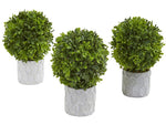 Nearly Natural Topiary Boxwood Plant in Pot, 3/Pack (4340-S3)