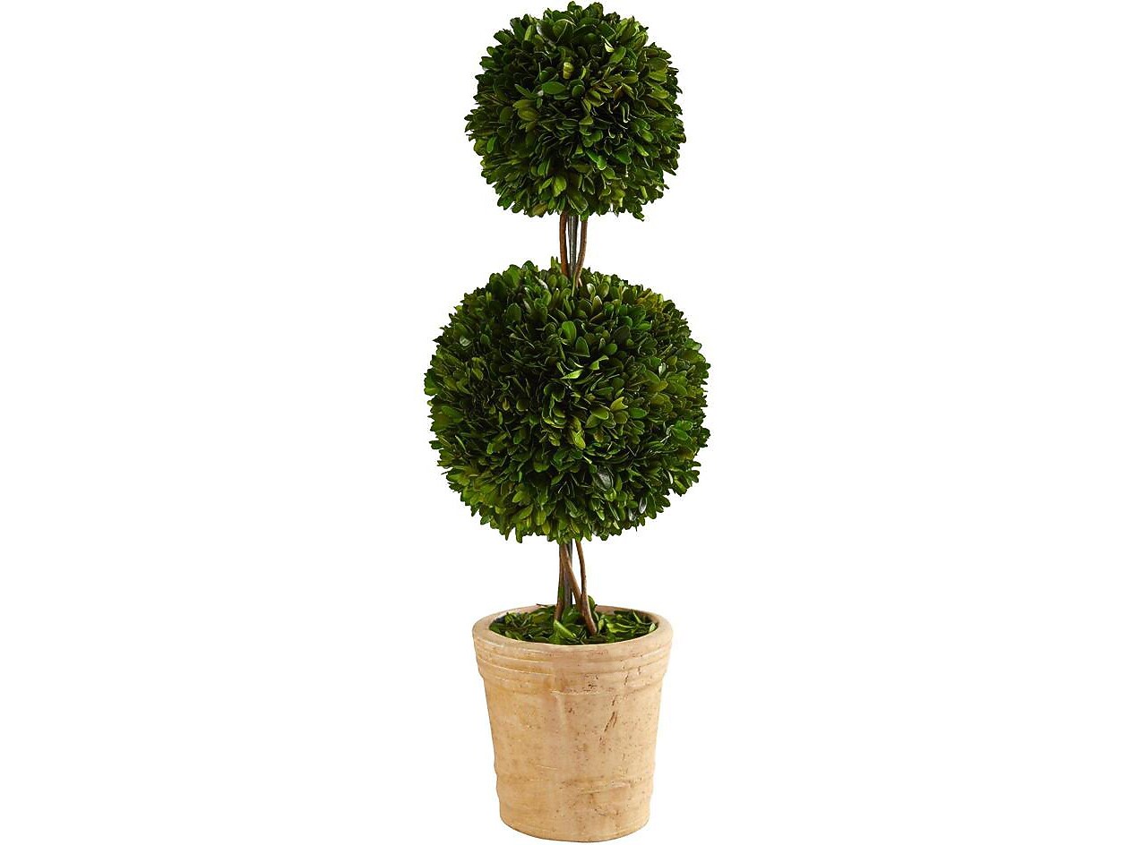 Nearly Natural Boxwood Double Ball Topiary in Pot (T1001)