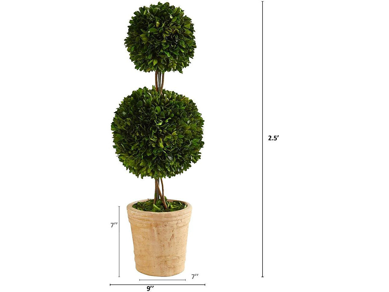 Nearly Natural Boxwood Double Ball Topiary in Pot (T1001)
