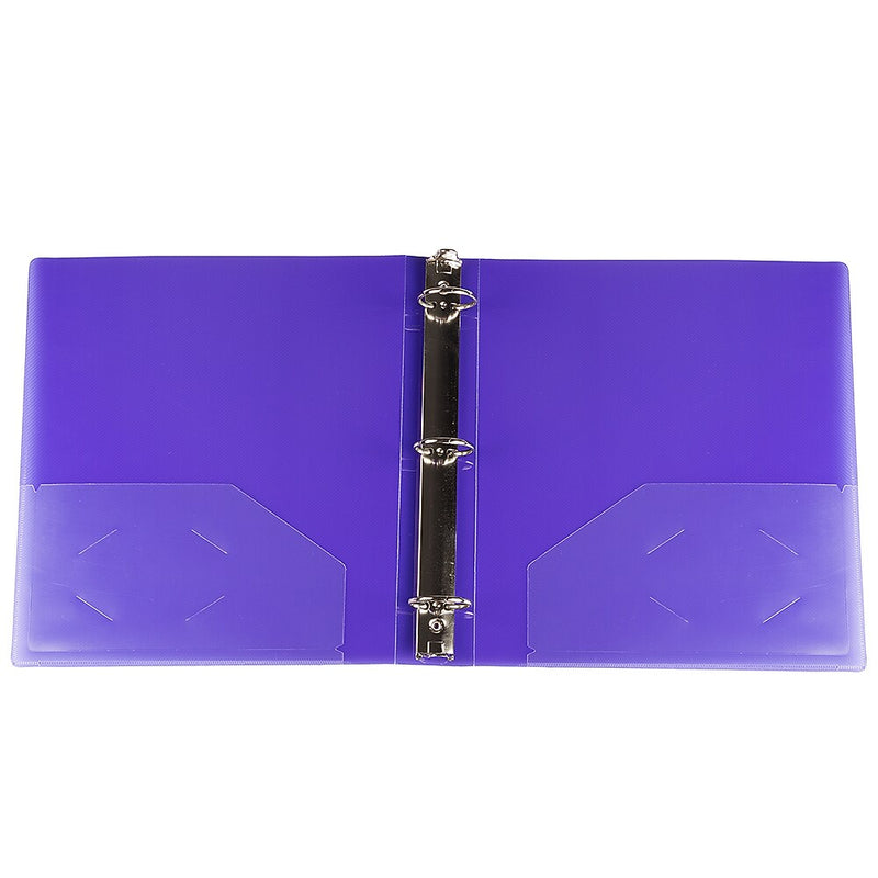 JAM Paper Heavy Duty 1 1/2" 3-Ring Flexible Poly Binders, Purple Glass Twill (275112245)