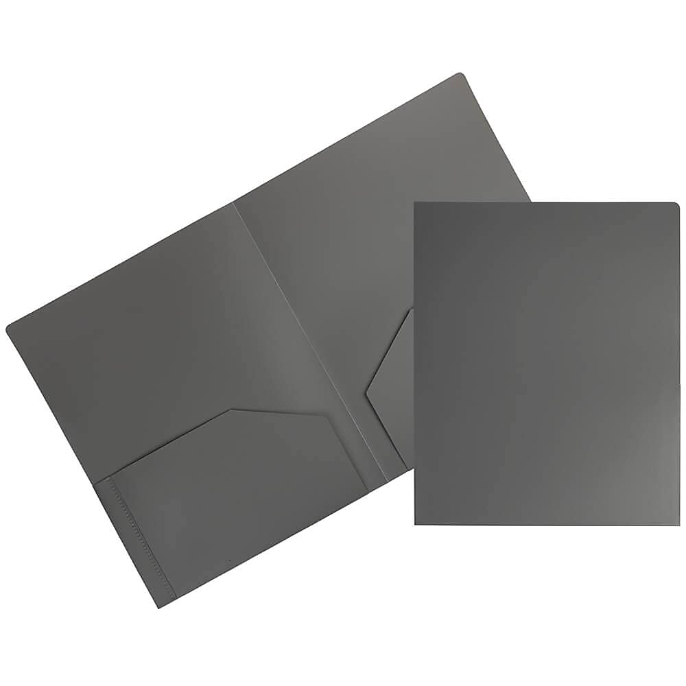 JAM Paper Heavy Duty 2-Pocket Folders, Grey, 6/Pack (383HGYA)