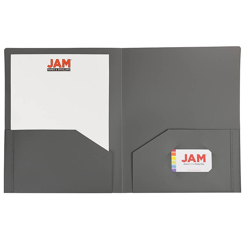 JAM Paper Heavy Duty 2-Pocket Folders, Grey, 6/Pack (383HGYA)