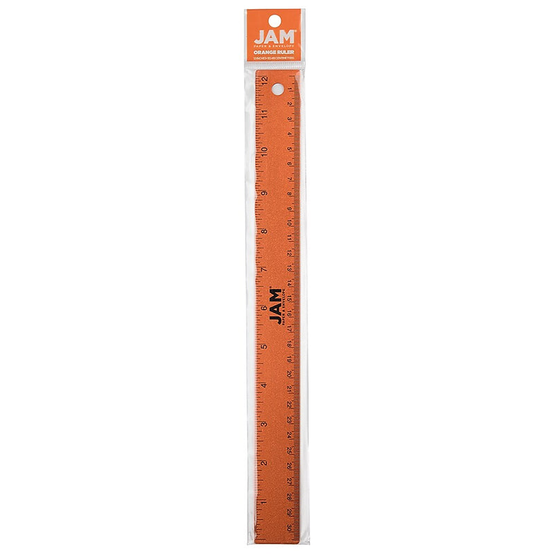 JAM Paper Stainless Steel 12" Ruler, Orange, 12/Pack (347M12ORB)