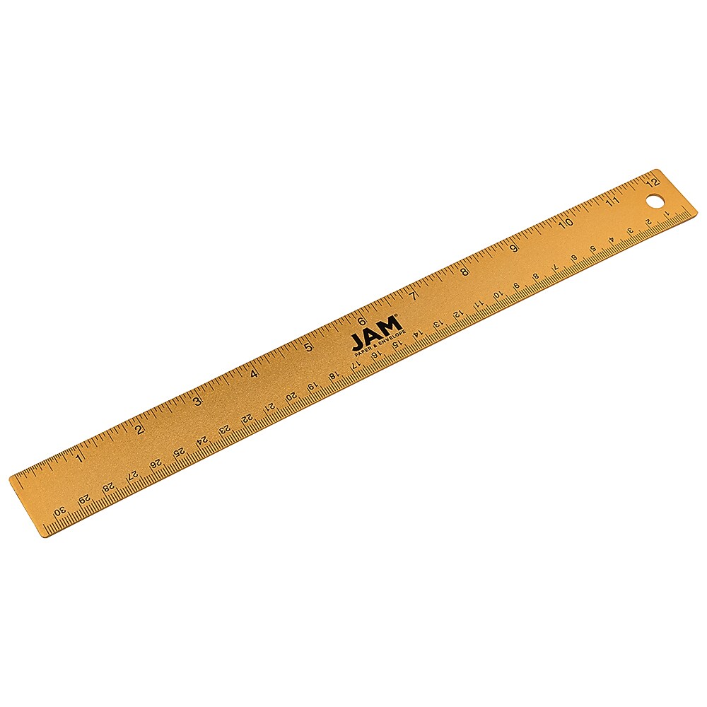 JAM Paper Stainless Steel 12" Ruler, Gold, 12/Pack (347M12GOB)