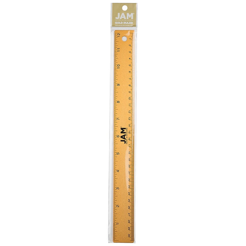 JAM Paper Stainless Steel 12" Ruler, Gold, 12/Pack (347M12GOB)